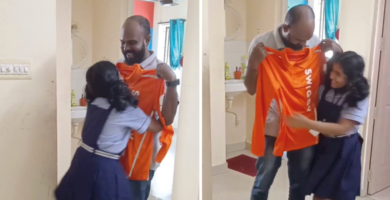 Niña se emociona al ver que su papá logró conseguir un empleo